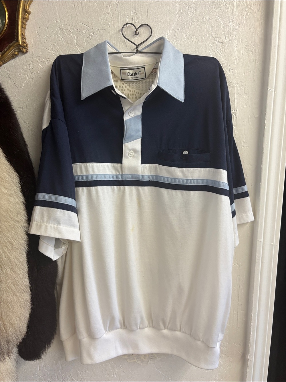Classic Two-Tone Navy, Light Blue & White Polo